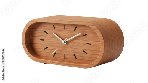 Wooden clock isolated on transparent background
