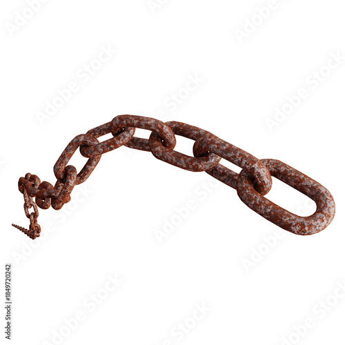 Billede på lærred Hanging rusty steel chain strand isolated