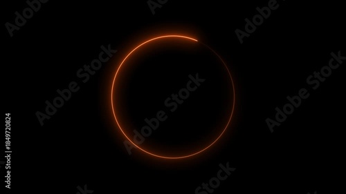 Glowing blue circle frame animation on black background. neon glowing circle abstract background.