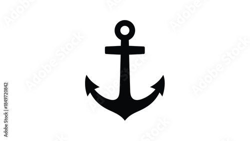 A black anchor symbol on a white background viewed from directly above