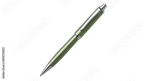 A shiny metal pen isolated on transparent background