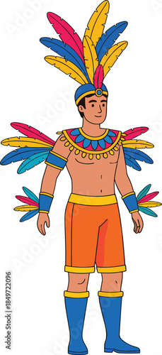 Brazil Carnival male dancer in feathered samba costume