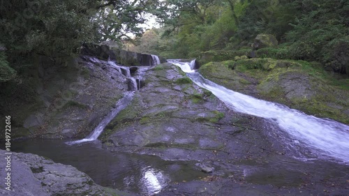 菊池渓谷の四十三万滝の風景