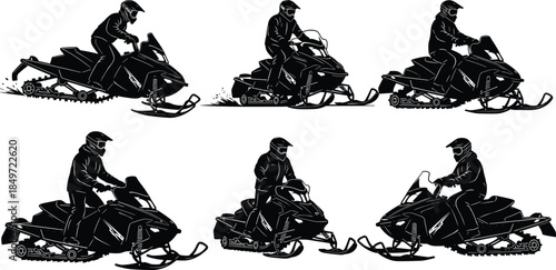 Black gnome silhouette collection featuring garden gnomes with walking sticks ice cream and waving hands for holiday and garden decor.