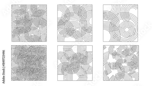 Set of monochrome geometric shapes and abstract grunge textures create a vintage gray wallpaper design with a dirty black vector pattern for a seamless old wall backdrop or art illustration element