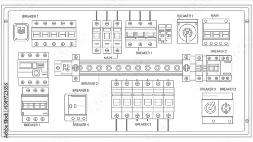 Architectural plan blueprint of a modern house featuring a technical vector drawing and facade design sketch for an urban construction project