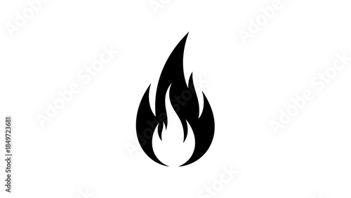 Vector illustration set of black bird of prey silhouettes featuring a burning fire flame icon and a hot hazard warning symbol for graphic design art