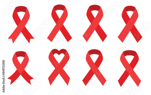  red ribbon awareness symbols for health causes