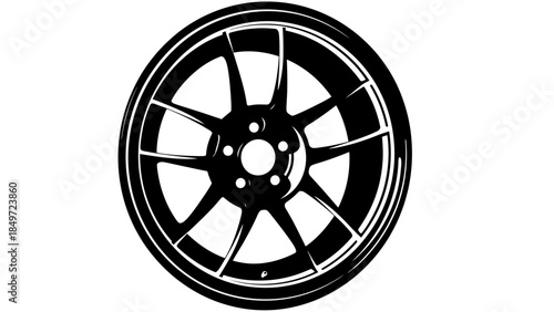 Car alloy wheel rim 3D silver chrome tire design icon