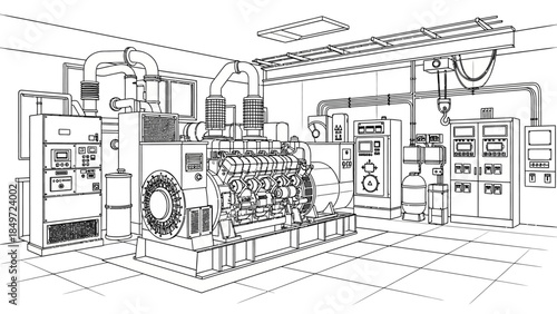 Sketch illustration of a modern city house with architectural design and blueprint concept