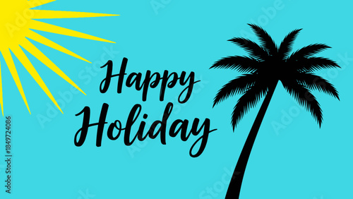 Summer tropical beach background with palm trees and ocean view