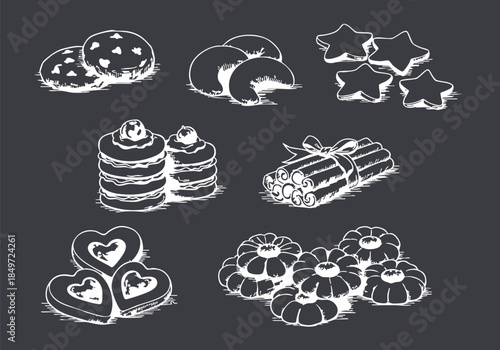 Hand-Drawn Collection of Baked Goods and Spices