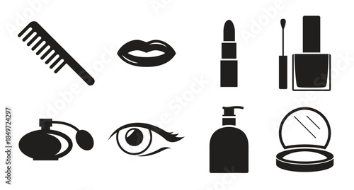 set of black isolated icons on a theme cosmetics