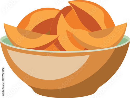 Slices of ripe cantaloupe melon served in a simple ceramic bowl perfect for a healthy snack
