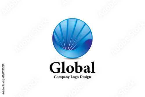 Blue Globe Company Logo Design for Global Businesses - Modern Abstract Sphere Brand Identity