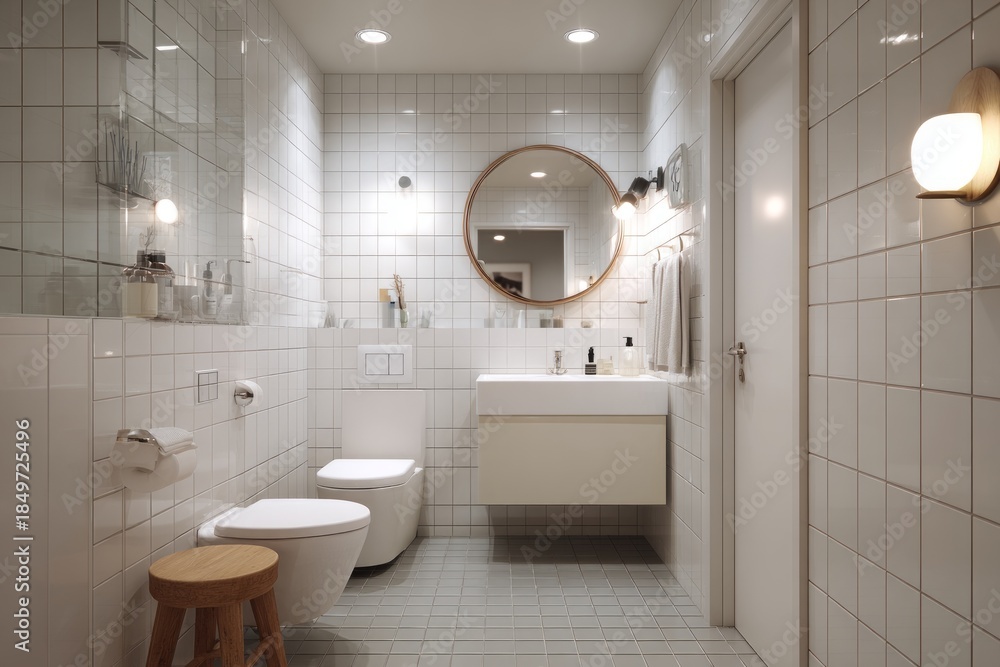 custom made wallpaper toronto digitalClean and functional design of a contemporary bathroom featuring neutral tones