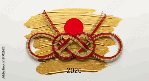 Happy New Year 2026 Illustration Festive Japanese Sun and Knot Symbolism