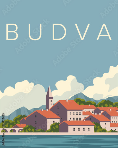 Budva, travel poster, postcard