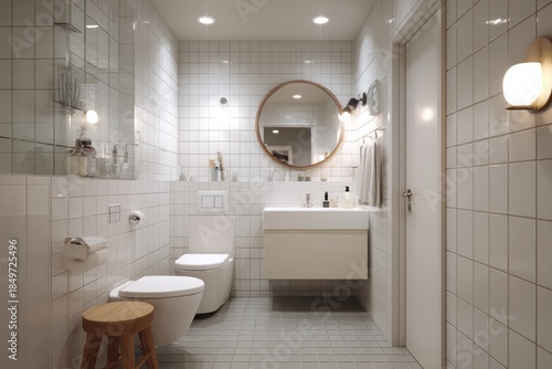 Wallpaper Mural Clean and functional design of a contemporary bathroom featuring neutral tones Torontodigital.ca