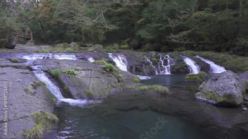 菊池渓谷の四十三万滝の風景