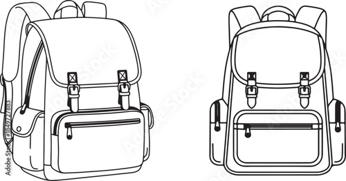 Minimalist Vector Backpack Icon Set – Classic Travel Bag Line Art for UI, Print & Stock Use