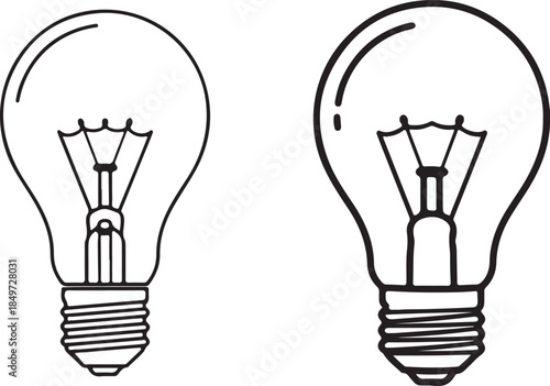 Incandescent Light Bulb Icon – Classic Electric Lamp Symbol for Energy, Ideas, and Illumination