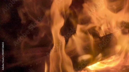 warm flames burning in home fireplace creating cozy ambiance