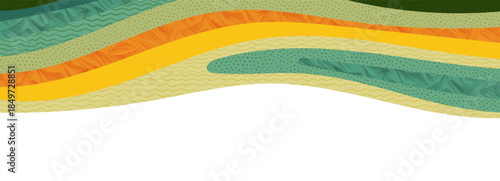 Green abstract agriculture field vector background. Agro banner template, farm presentation header. Horizontal layout with nature theme. Eco wavy shape, agri design. Field view with texture backdrop