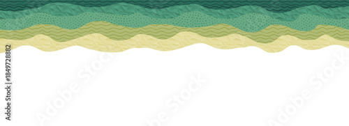 Green abstract rice field top view texture vector background. Nature pattern, eco illustration, countryside banner design. Agriculture horizontal landscape, ecological header layout, rural panorama