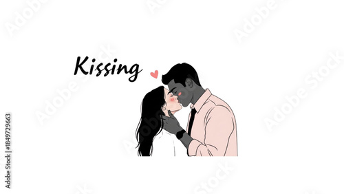 romantic interracial couple kiss vector 