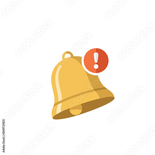 Golden Bell with Red Exclamation Mark Notification Icon.