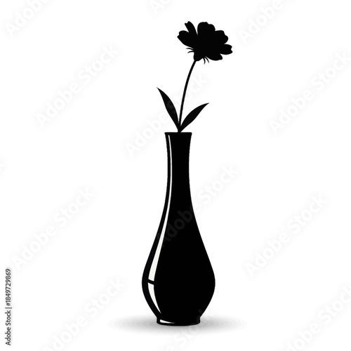 Minimalist silhouette of a single flower elegantly placed in a sleek vase showcase simplicity and