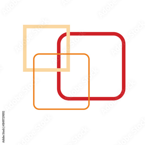 Three overlapping rounded squares forming abstract graphic design.