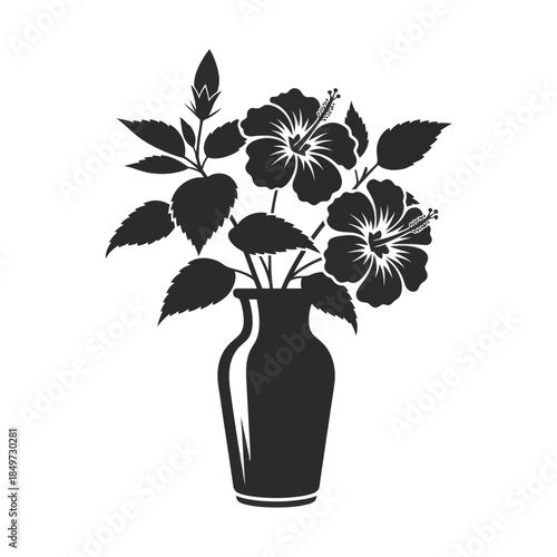 Elegant silhouette of a floral arrangement in a classic vase emphasizing natural beauty and
