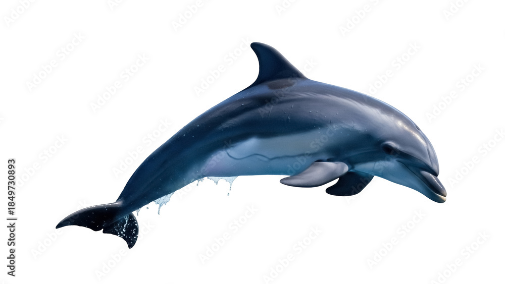 Fototapeta premium Isolated Dolphin Leaping, Graceful Marine Mammal Jumping in the Sea, Oceanic, Animal
