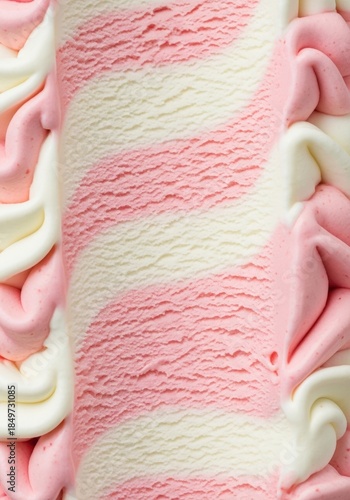 Creamy strawberry ice cream with a fresh, sweet and refreshing look.