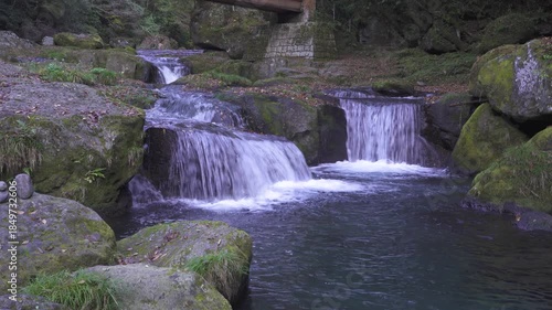菊池渓谷の四十三万滝の風景