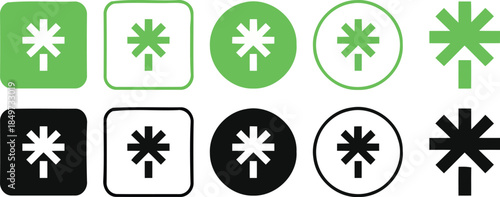Assorted Asterisk Icons: A collection of versatile icons, the asterisk symbol, arranged in various shapes and colors, representing options, choices, and significance.