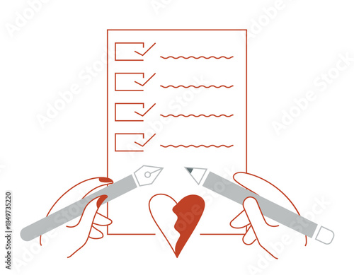 Divorce agreement signing illustration