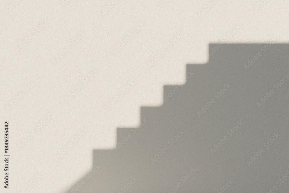 Fototapeta premium Minimal White Plaster Wall with Stair Shadow Silhouette for Clean Modern Background