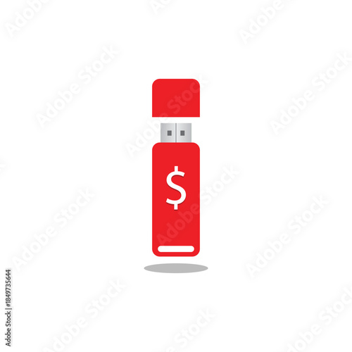 USB flash drive with dollar sign icon. Concept for storage and finance cyber safety.