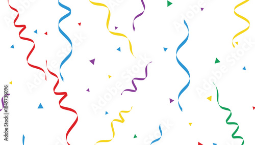 Colorful party streamers and confetti celebration vector background