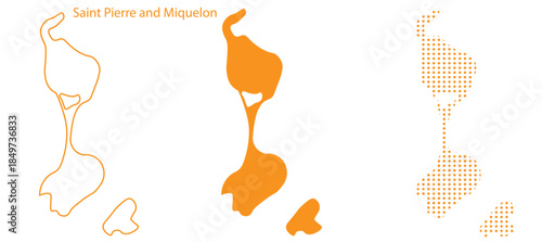 Saint Pierre and Miquelon Map Vector Set, North America Outline Silhouette Dotted Orange Shapes, Saint Pierre and Miquelon Territory Infographic Template, Editable EPS Saint Pierre and Miquelon Geogra