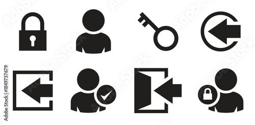  login icons set black on a white background