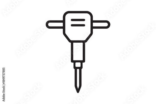 Black and white line drawing of a power drill isolated on white background