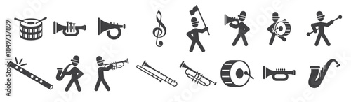 marching band icons vector 