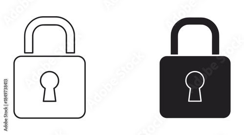 padlock icon set black white