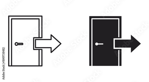 Open door icon black white