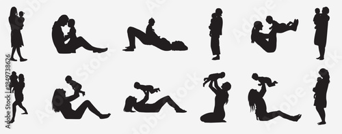  mother and baby silhouette 