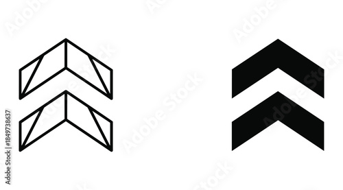 Black Chevron Icon Set Outline and Filled